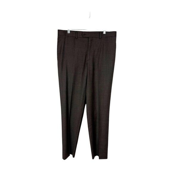Tallia Men's 34/32 Dress Pants 100% Wool Brown EUC - Picture 1 of 11